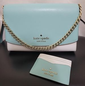 Blue Kate Spade Carson Convertible Crossbody Bag w/ Matching Card Holder